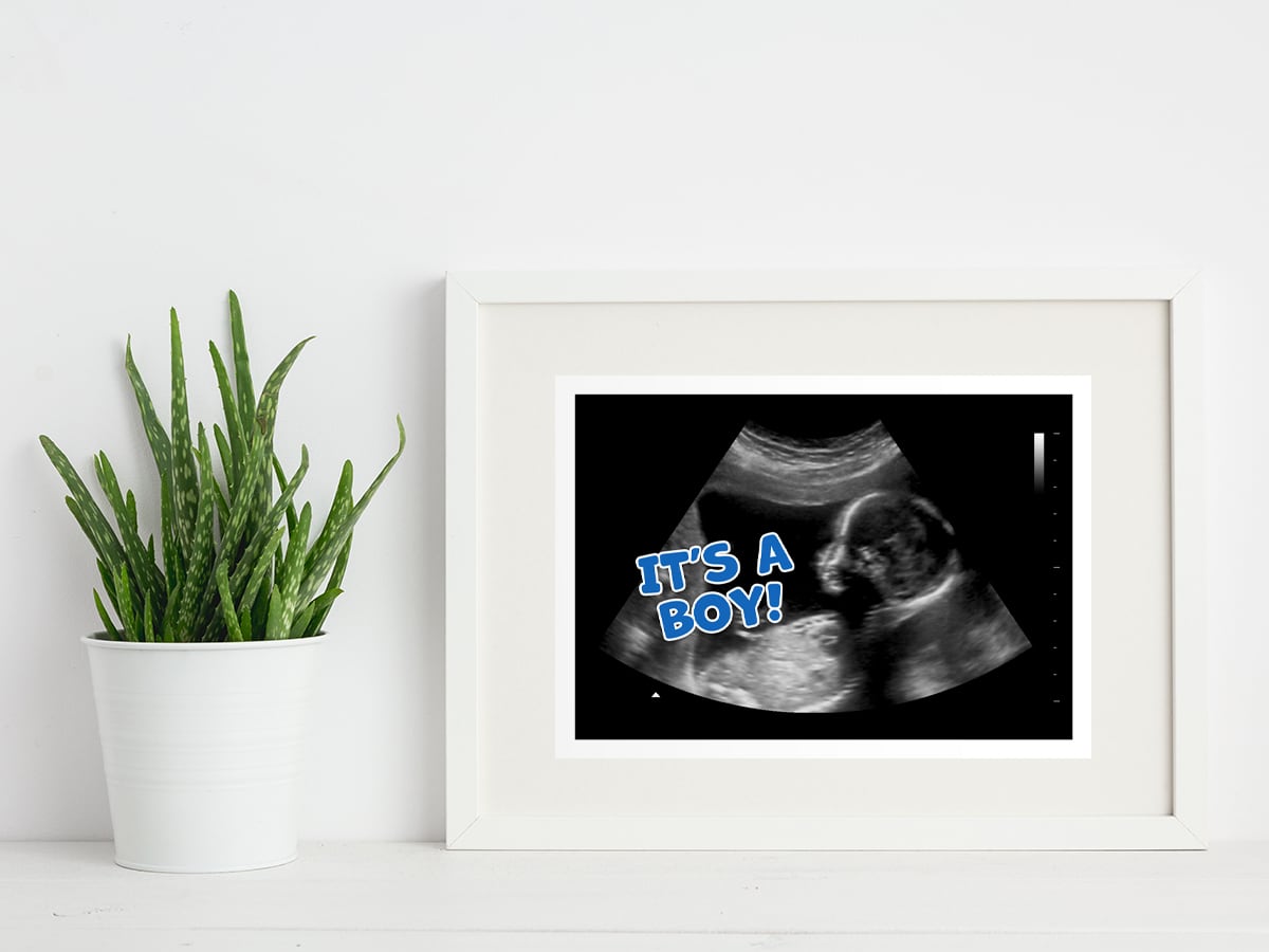 Its a Boy Gender Reveal Fake Ultrasound in a frame