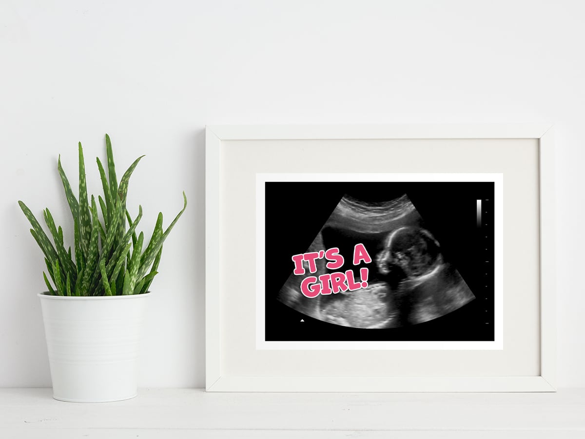 Its a Girl Gender Reveal Fake Ultrasound in a frame