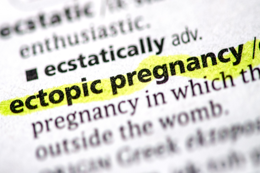 Ectopic pregnancy in a book highlighted