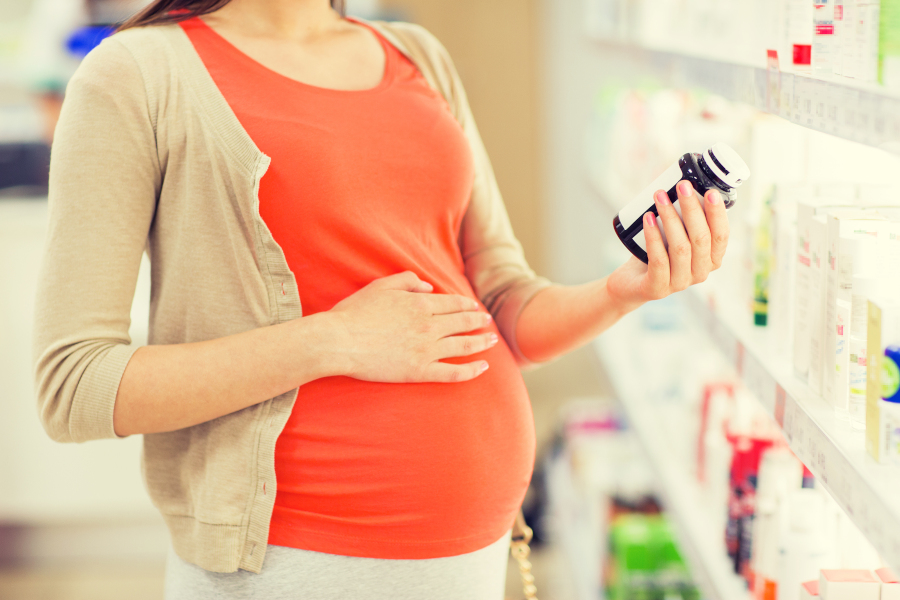 Woman shopping at vitamin store