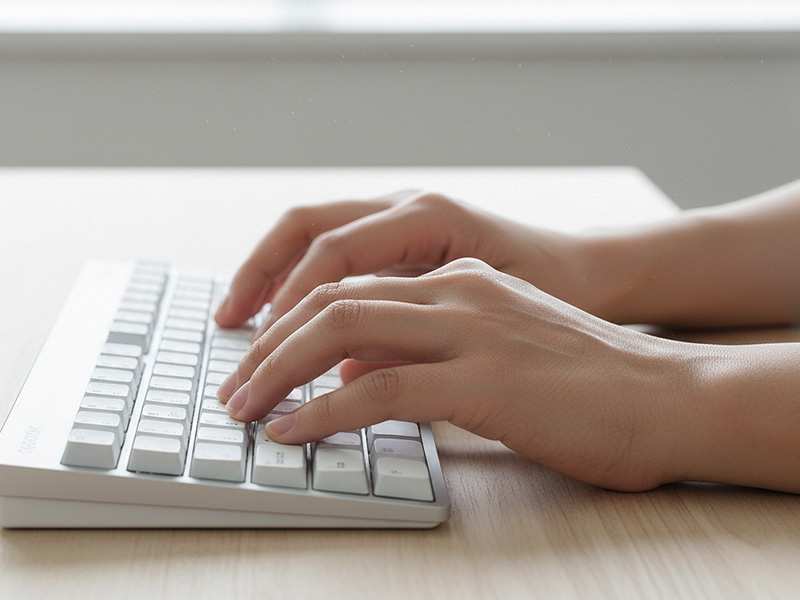 Hands typing on a keyboard