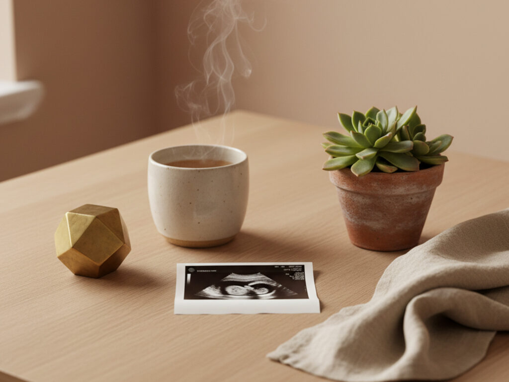 An ultrasound sitting on a table in an attractive still life configuration